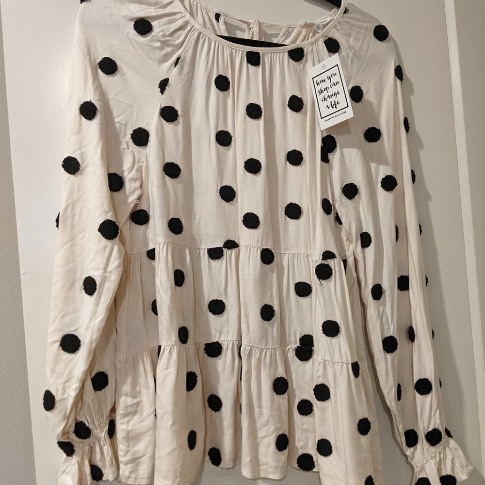 NWT Polka Dot Tiered Blouse
